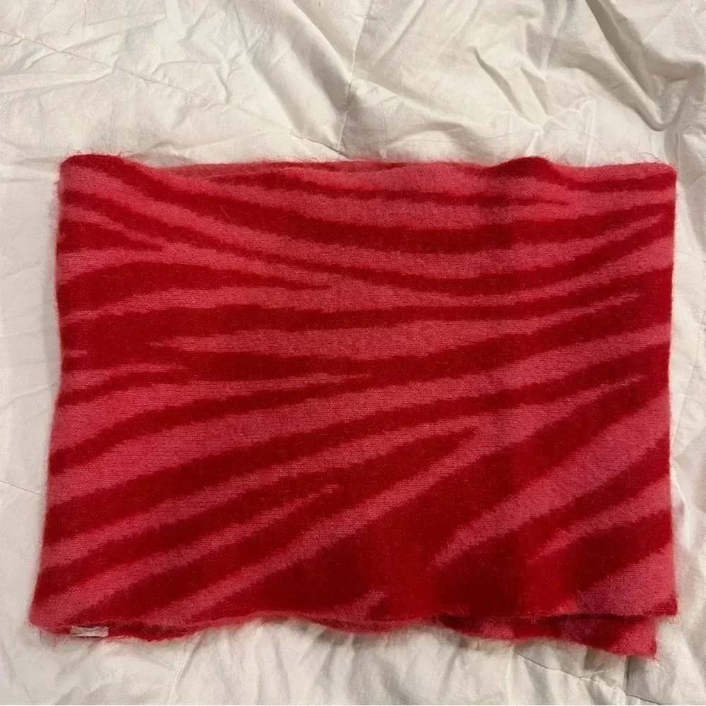 BY FAR Pink/Red Alpaca Zebra Scarf - Picture 4 of 4